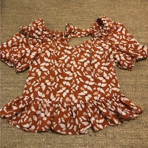 orange and white butterfly top